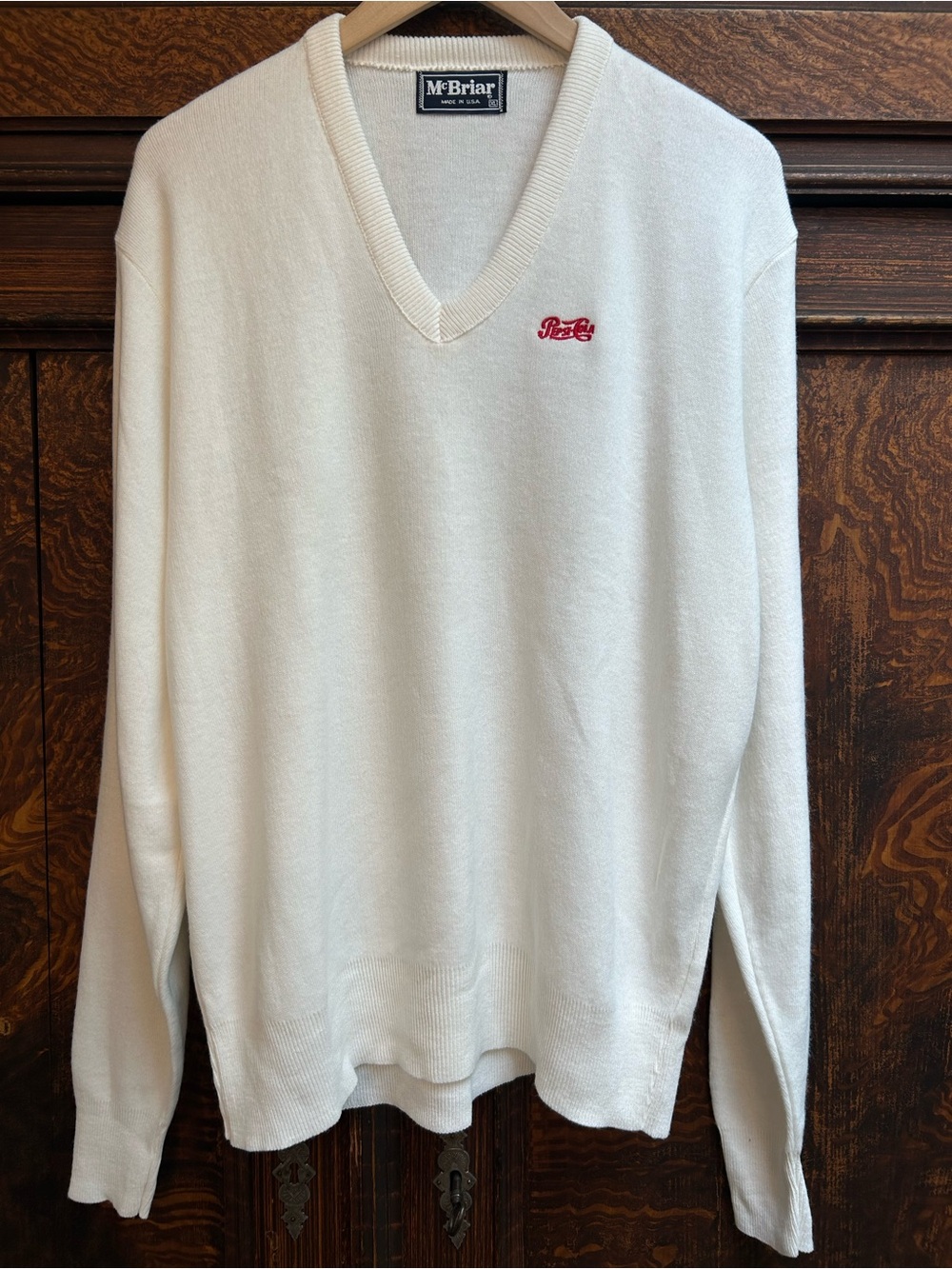 Vintage McBriar 1990’s Pepsi cola v neck corporate sweater made in the USA